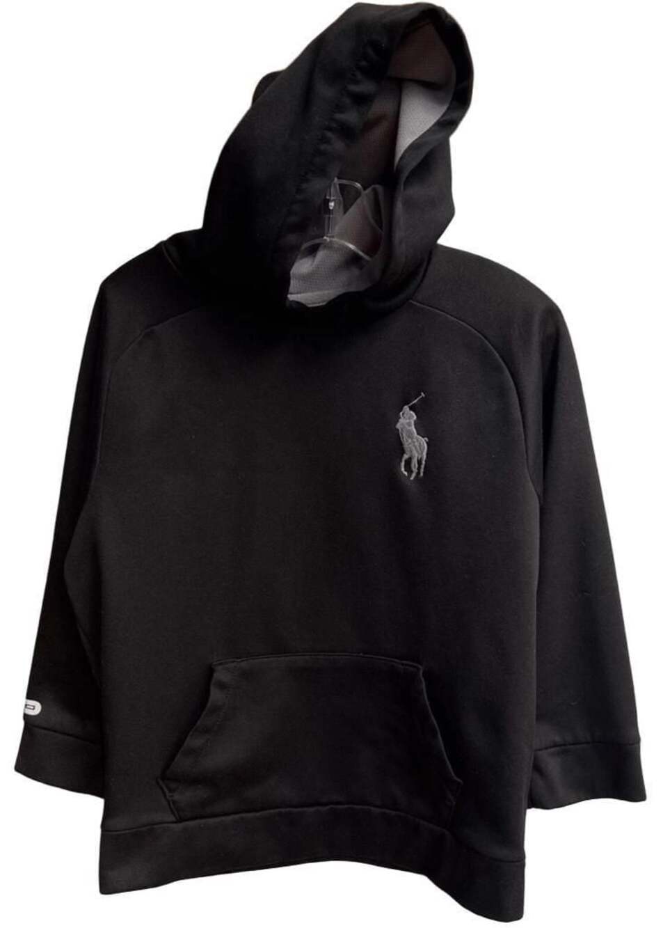 Polo Ralph Lauren Youth Big Pony Black Pullover Hoodie with Gray Lined Hood